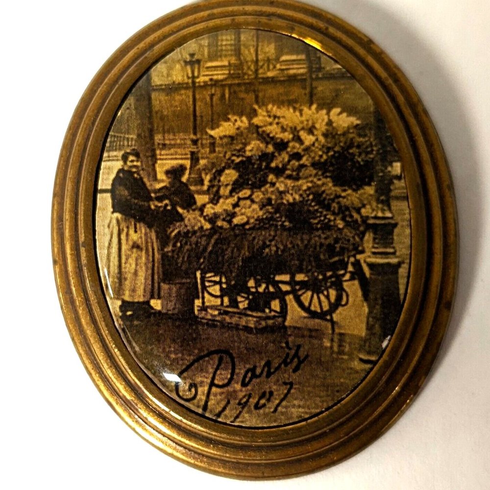 Vintage Signed Two Women San Francisco, Paris Brooch Pin